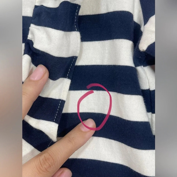 J. Crew Asymmetrical Navy and White Ruffle Striped Peplum Top Women’s Small - Picture 8 of 16